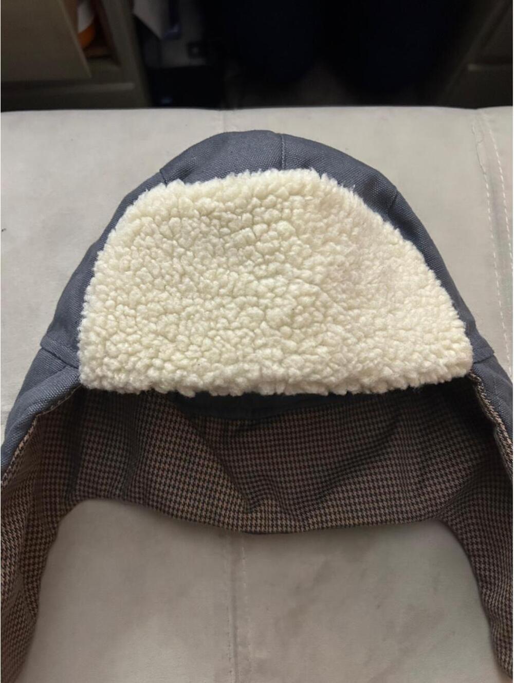 Wrangler houndstooth trapper hat earflap hat with white sherpa lining